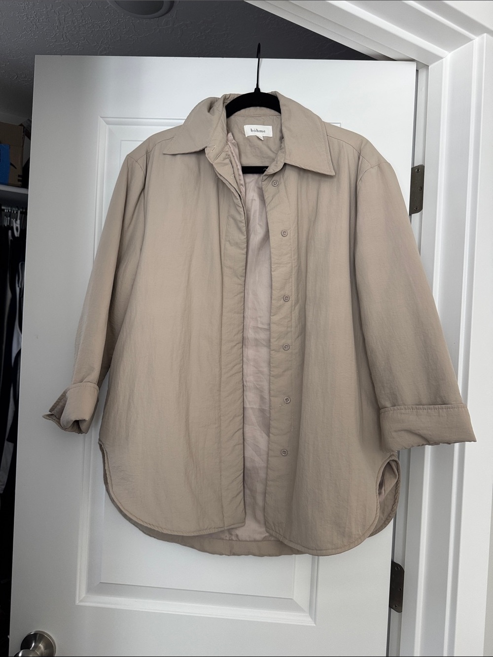 Bohme Neutral Beige/pink Oversized Button-Up Shirt Jacket